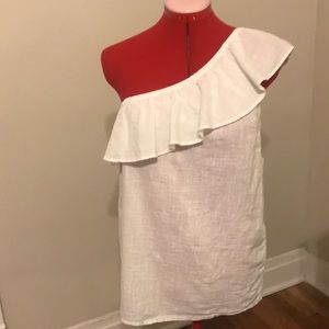Old Navy One shoulder ruffle white top